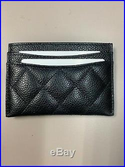 Authentic Chanel Black Caviar Leather Gold CC Logo Credit Card Wallet, With Tag