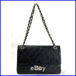 Authentic Chanel Black Quilted Lambskin Classic 2.55 Double Flap Bag