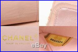 Authentic Chanel Matelasse CC Tweed Canvas Chain Shoulder Bag Pink Gold France