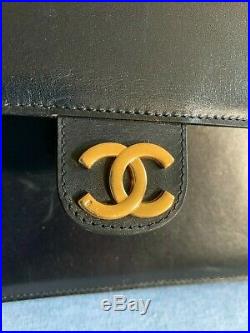 Authentic Chanel Single Flap Gold Chain Black Leather Shoulder Bag Purse Vintage