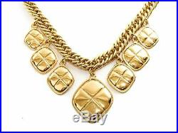 Authentic Chanel vintage Gold-tone Dangling Diamond Choker Necklace