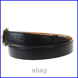 Authentic HERMES Logo Buckle Belt Leather Gold Black Brown France #85 02BS951