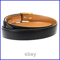 Authentic HERMES Logo Buckle Belt Leather Gold Black Brown France #85 02BS951