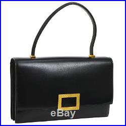 Authentic HERMES MODERNIST Hand Bag Black Gold Box Calf France Vintage AK25950i