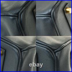 Authentic Hermes Birkin 35 Hand Bag Couchevel Leather Blue Gold D 751lb149