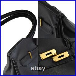 Authentic Hermes Birkin 35 Hand Bag Gulliver Leather Black Gold A 188la908