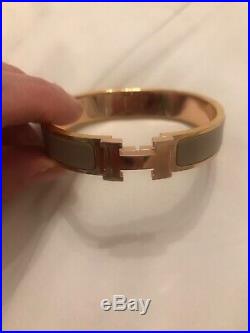 Authentic Hermes Clic Clac H Bracelet Rose Gold Beige PM size 15.7 cm Small-Med