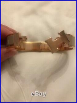 Authentic Hermes Clic Clac H Bracelet Rose Gold Beige PM size 15.7 cm Small-Med