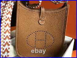 Authentic Hermes Paris Mini Evelyne 16 TPM brown Invoice NEW with BOX