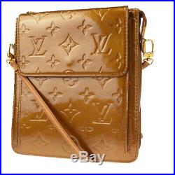 Authentic LOUIS VUITTON Mott Shoulder Bag Monogram Vernis M91138 Bronze 04EW318