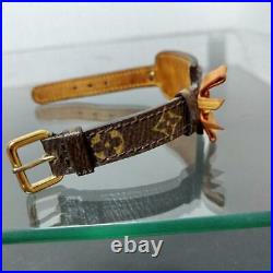 Authentic Louis Vuitton Bow Monogram Canvas Leather Bangle Bracelet Brown Used