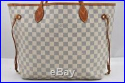 Authentic Louis Vuitton Damier Azur Neverfull MM Tote Bag N51107 LV 73315