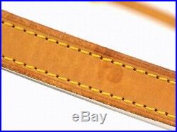 Authentic Louis Vuitton Leather Shoulder Strap Bag Beige Gold France 98 cm