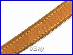 Authentic Louis Vuitton Leather Shoulder Strap Bag Beige Gold France 98 cm