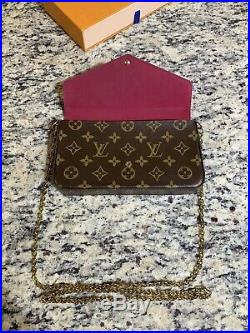 Authentic Louis Vuitton Monogram Pochette Felicie Gold Chain Bag MADE IN FRANCE