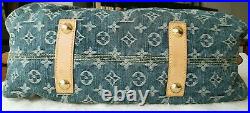 Authentic Louis Vuitton Neo Cabby MM Monogram Embroidery Blue Denim Two Way Bag