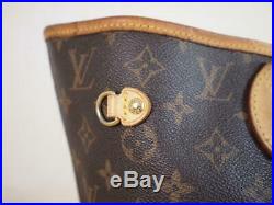Authentic Louis Vuitton Neverfull MM Shoulder Tote Bag Monogram Handbag Purse