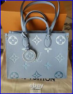 Authentic Monogram Giant Summer Blue Onthego MM Bag by Louis Vuitton by Pool Ed