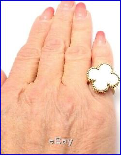 Authentic Van Cleef & Arpels Magic Alhambra 18k Yellow Gold Mother Of Pearl Ring
