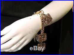 Authentic Vintage Chanel CC Icon Logo Goldtone 5 Plate Charm Bracelet 2 8