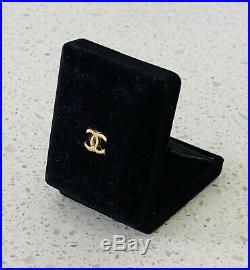 Authentic Vintage Coco CHANEL Button Earrings Gold Plated Metal