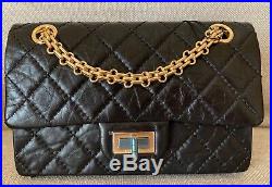 BNIB Chanel 2.55 Black Reissue Quilted Single Flap Bag Gold Chain