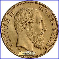 Belgium Gold 20 Francs (. 1867 oz) Leopold II BU 1870-1882