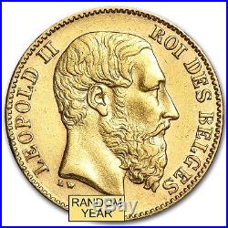 Belgium Gold 20 Francs Leopold II Avg Circ (Random) SKU #44328