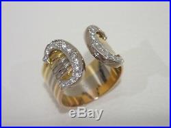 CARTIER 18k tri-color gold Double C ring with diamonds size 51 Vintage model