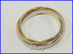 CARTIER 18k tri-color gold narrow band Trinity ring size 51