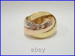 CARTIER 18k tri-color gold wide band Trinity ring size 51 Vintage model