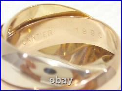 CARTIER 18k tri-color gold wide band Trinity ring size 51 Vintage model