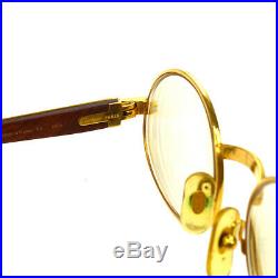 CARTIER Logos Reading Glasses Eye Wear Gold Clear Wood France M14370