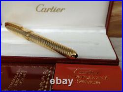 CARTIER Louis Cartier Godron Gold Plated Fountain Pen, NOS