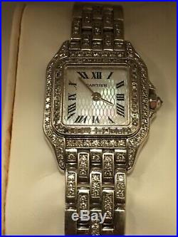 CARTIER PANTHERE womans watch 18K WHITE GOLD DIAMOND mother of pearl face
