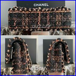 CHANEL 18C Tweed Medium Classic Flap Bronze Black Orange Beige Gold CC 2018 NEW