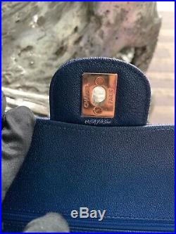 CHANEL 19S Iridescent Dark Blue Medium Classic Flap Bag 2019 Pearly CC Mermaid