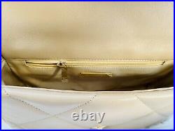CHANEL 19 Flap Bag 21S Dark Beige Small Medium Quilted Leather Gold Silver CC