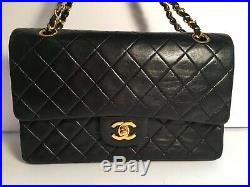 CHANEL Auth Medium Double Flap Shoulder Bag Quilted Matlelasse Lambskin A01112