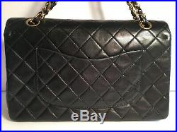 CHANEL Auth Medium Double Flap Shoulder Bag Quilted Matlelasse Lambskin A01112