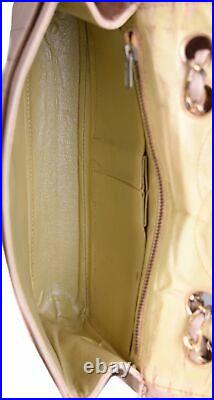 CHANEL Beige Leather Vertical Line Classic Flap 24K Gold CC Shoulder Bag Purse
