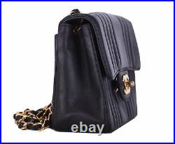 CHANEL Black Brown Leather Mini Classic Flap 24K Gold CC Crossbody Bag