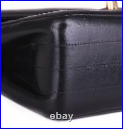 CHANEL Black Chevron Leather 24K Gold CC Flap Chain Shoulder Bag Purse