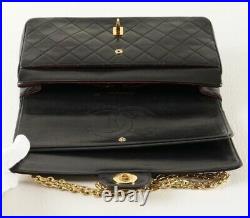 CHANEL Black Lambskin Leather CC 24K Reissue Gold Chain Medium Double Flap Bag