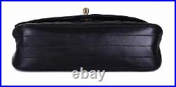 CHANEL Black Leather Rectangular Flap 24K Gold CC Crossbody Shoulder Bag