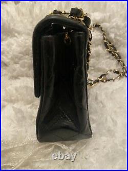 CHANEL Black Leather Square Mini Classic Flap Gold CC Crossbody Bag Authentic