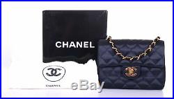 CHANEL Black Quilted Gold CC Classic Mini Flap Crossbody Bag Purse