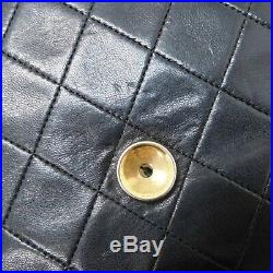 CHANEL Black Quilted Pushlock Flap Lambskin Matelasse Chain Shoulder Bag France