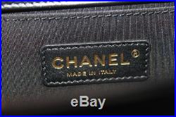 CHANEL Boy Small Black Leather Aged Gold Hardware Shoulder Bag