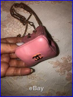 CHANEL CC 1990s Pink Leather Micro Quilted Bag
